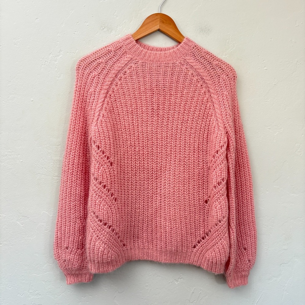 Sezanne Dwee Kid Mohair Merino Knit Sweater Women Small Baby Pink Pullover FLAW